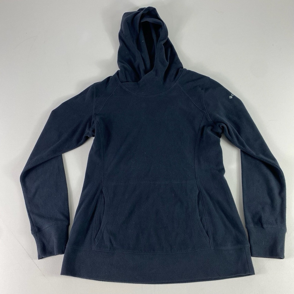 Columbia Hoodie Sweatshirt Womens Medium Black Pullover Fleece Lightweight